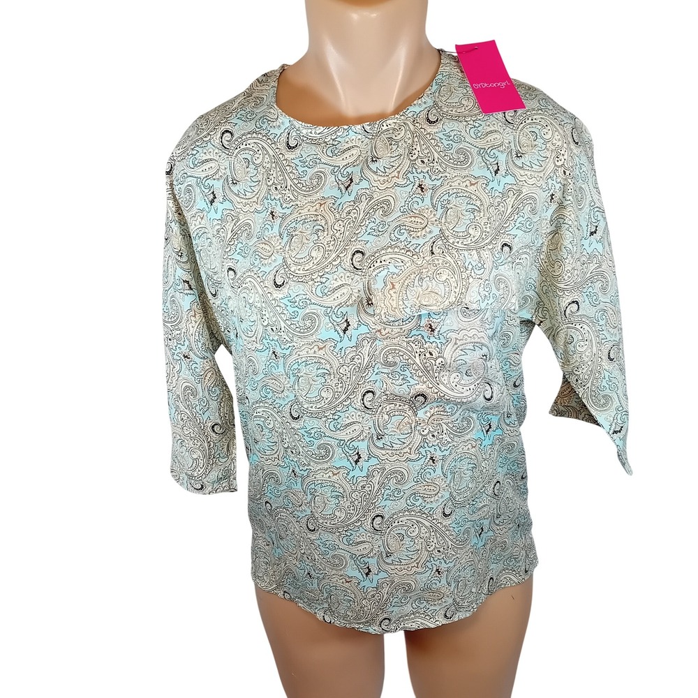 NEW NWT BYDtopgirl Lightweight Paisley Blouse Pocket Flowy Business Casual‎ M